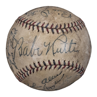 1933 New York Yankees Team Signed Baseball With 15 Signatures Including Ruth, Gehrig, Dickey & Lazzeri (Beckett)